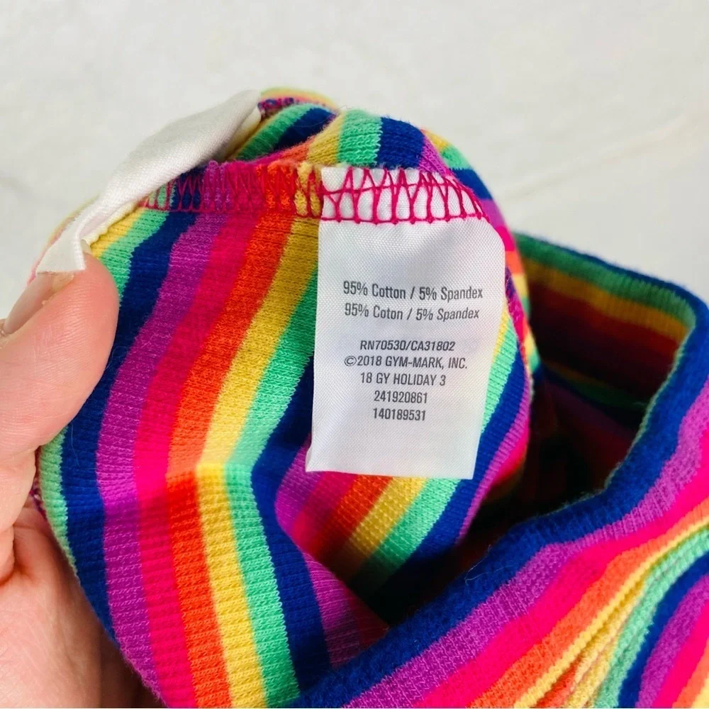 GYMBOREE rainbow Colorful Striped ribbed ruffle bottom cotton stretch Leggings